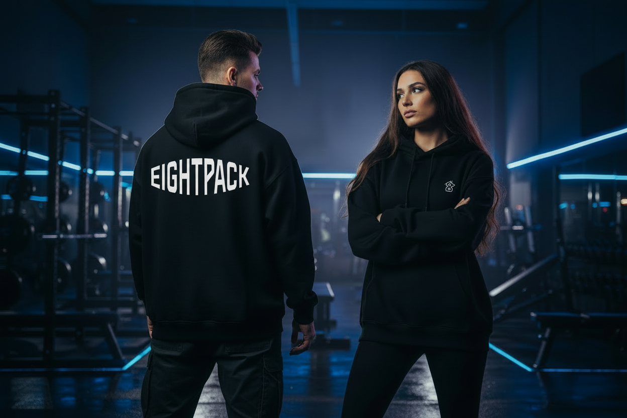 Eightpack logo midden borst